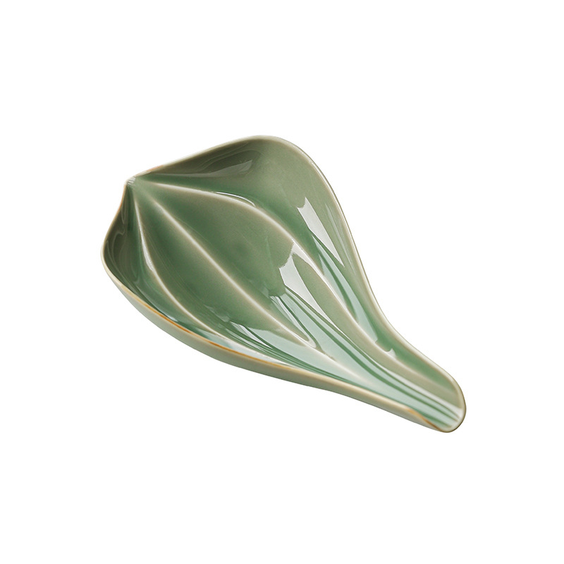 Set ceramic Yue celadon pentru ceremonia ceaiului: ac de ceai, linguriță de ceai și lopățică de ceai