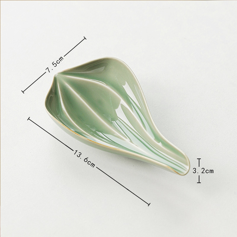Set ceramic Yue celadon pentru ceremonia ceaiului: ac de ceai, linguriță de ceai și lopățică de ceai