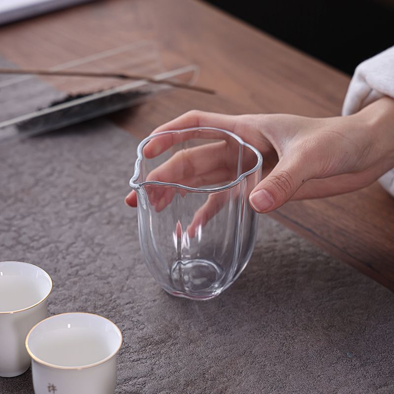 Separator de ceai din sticlă cu filtru rezistent la temperatură, set Kung Fu de ceai, ceainic îngroșat și divizor pentru cănile în stil japonez