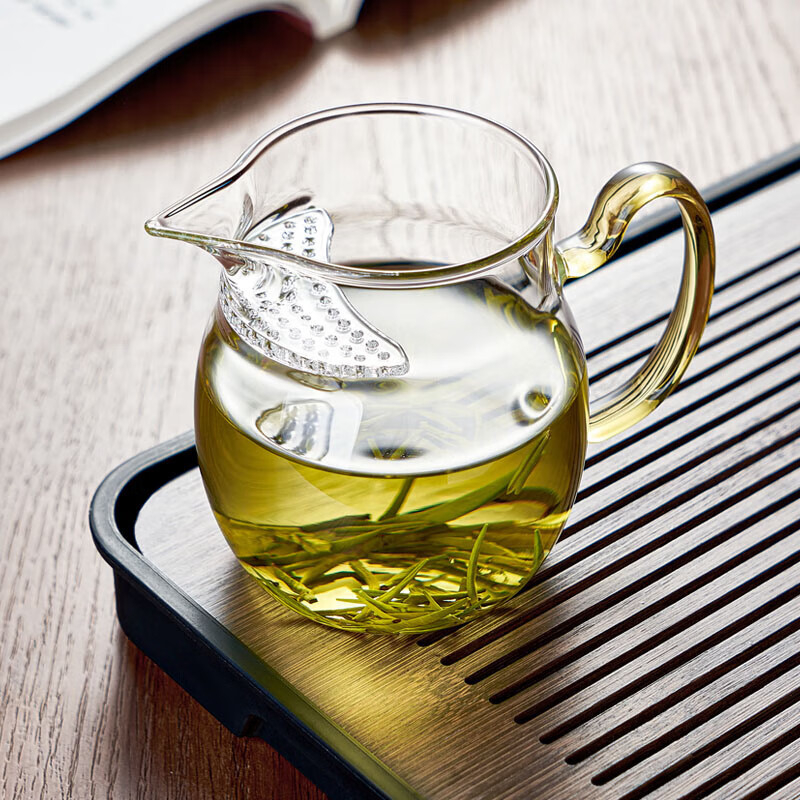 Yumo ceașcă de ceai din sticlă cu filtru încorporat, rezistentă la căldură și îngroșată, pentru uz casnic, filtru în formă de semilună pentru ceai verde