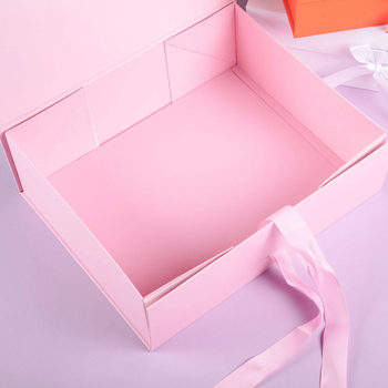Cutie cadou pliabilă cu funda – cutie de cadou goală pentru încălțăminte și haine, dimensiuni 23x17x7 cm sau 26x19x8 cm, culori panglică: negru, roz, alb, mov