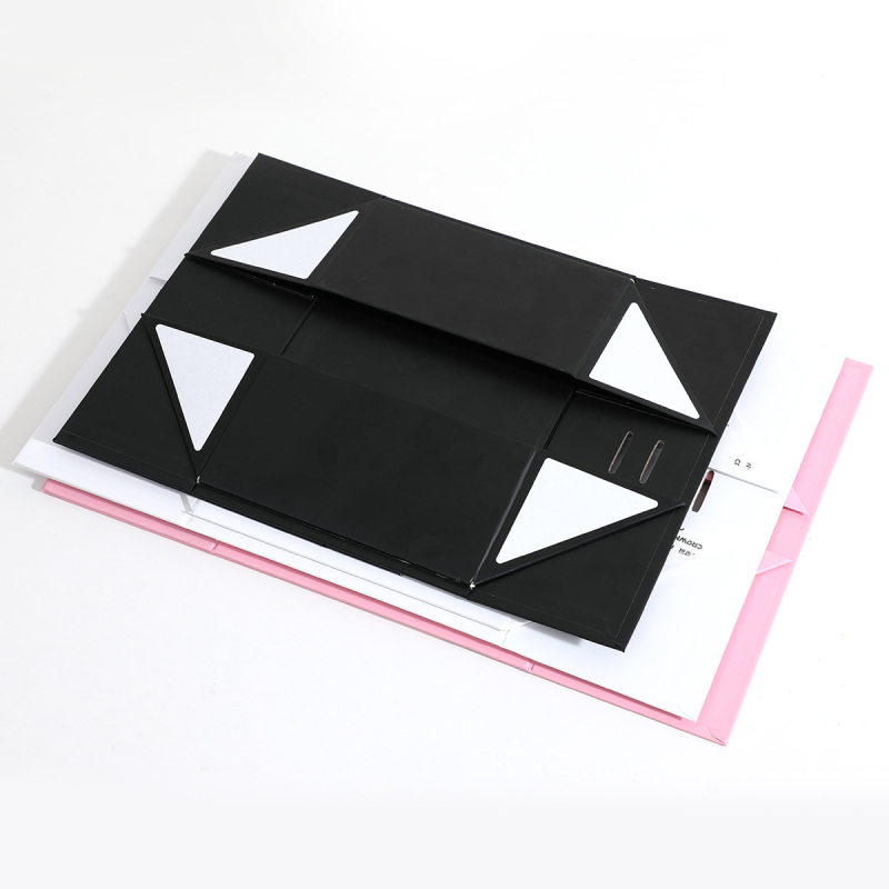 Cutie cadou pliabilă cu funda – cutie de cadou goală pentru încălțăminte și haine, dimensiuni 23x17x7 cm sau 26x19x8 cm, culori panglică: negru, roz, alb, mov