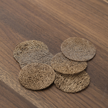Covoraș natural din luffa pentru ceai, bază rotundă împletită pentru ceremonia ceaiului, protecție termică de lux pentru setul de ceai