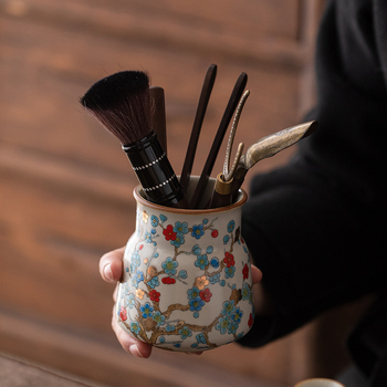 Several Huan Floare de prune aurie — set de accesorii pentru ceremonia ceaiului Six Gentlemen, cu cuțit de ceai, ac de ceai și stilou de întreținere a ceainicului