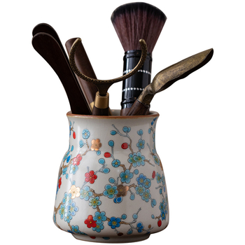 Several Huan Floare de prune aurie — set de accesorii pentru ceremonia ceaiului Six Gentlemen, cu cuțit de ceai, ac de ceai și stilou de întreținere a ceainicului