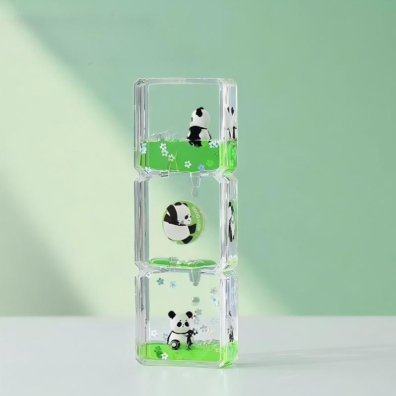 Panda drăguț pentru calmarea stresului: clepsidră cu picături de ulei, ornament decorativ de birou pentru echilibrul emoțional, cadou de Ziua Copilului