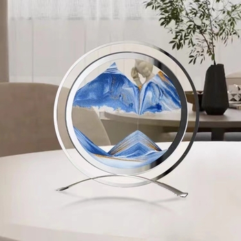 Ornament din sticlă cu nisip curgător, pentru birou sau sufragerie, decor dinamic, stil lux discret