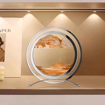 Ornament din sticlă cu nisip curgător, pentru birou sau sufragerie, decor dinamic, stil lux discret