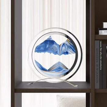 Ornament din sticlă cu nisip curgător, pentru birou sau sufragerie, decor dinamic, stil lux discret