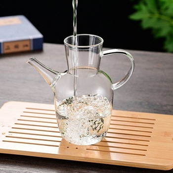 Ceainic transparent cu mâner lateral, rezistent la temperaturi înalte, din sticlă borosilikat, pentru plită electrică din ceramică, ceai verde