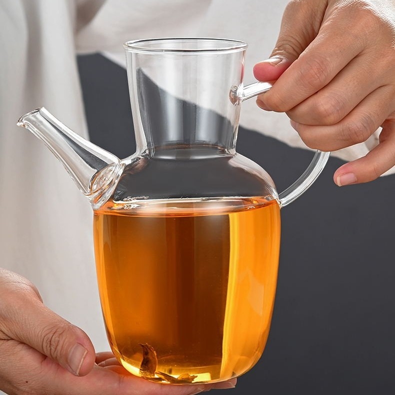 Ceainic transparent cu mâner lateral, rezistent la temperaturi înalte, din sticlă borosilikat, pentru plită electrică din ceramică, ceai verde