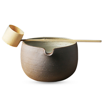 Suiqiantang stil japonez, lingură din bambus pentru matcha și bol de ceai, ceramică din piatră lucrată manual