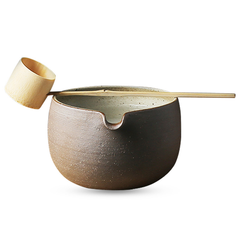 Suiqiantang stil japonez, lingură din bambus pentru matcha și bol de ceai, ceramică din piatră lucrată manual