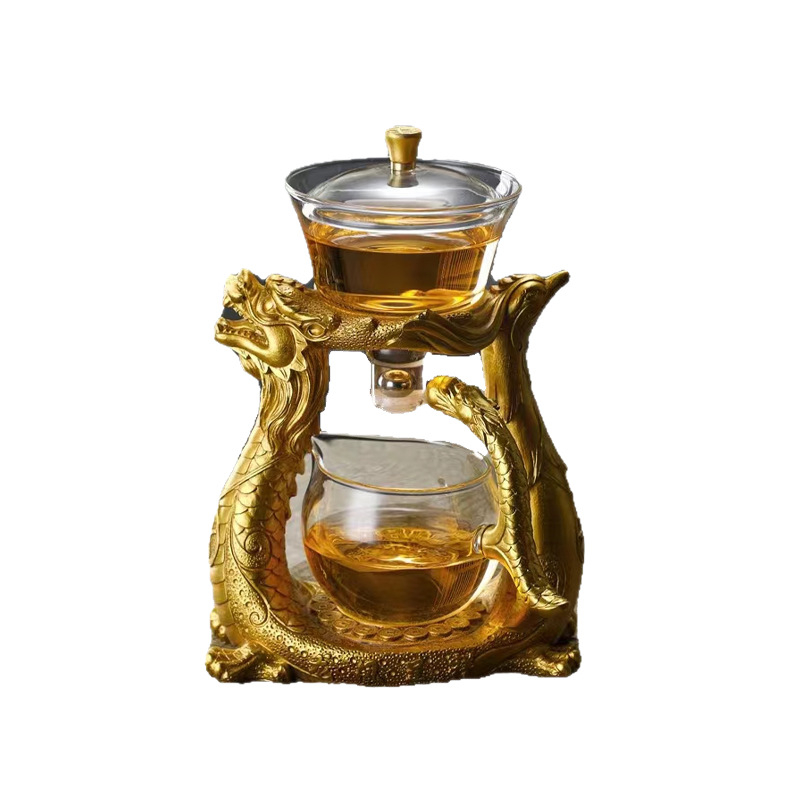 Set de ceai din sticlă Dragon și Fenix, cu ceainic, stil Gongfu pentru casă și birou