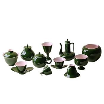 Ceainic ceramic pentru ceai verde cu frunze de bambus, pentru o singură persoană, set de ceai Kung Fu, design modern minimalist