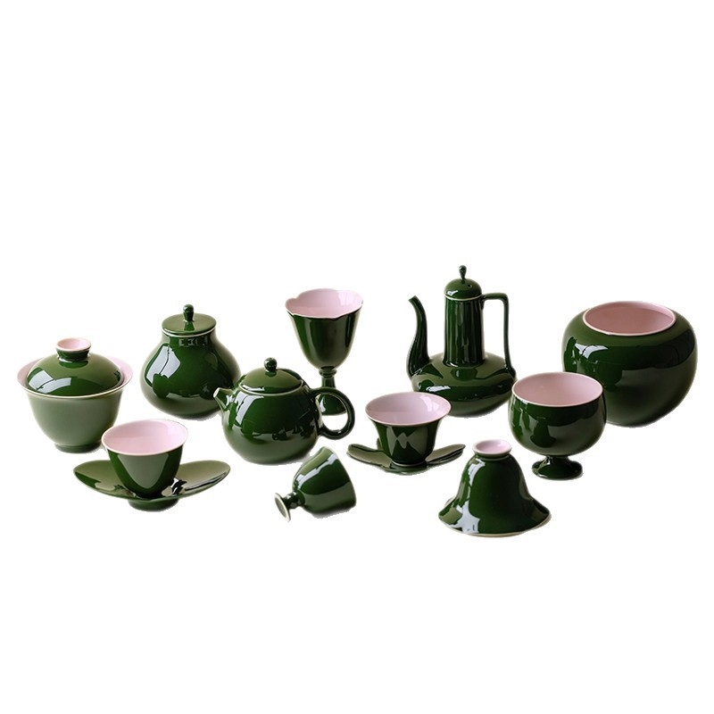 Ceainic ceramic pentru ceai verde cu frunze de bambus, pentru o singură persoană, set de ceai Kung Fu, design modern minimalist