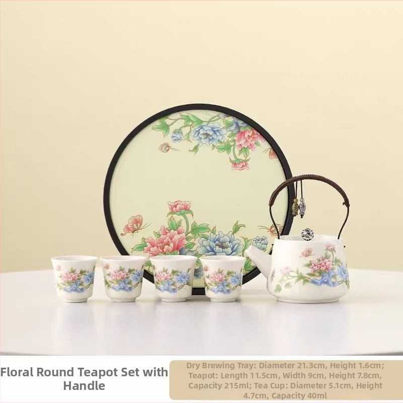 Porcelánový set Kung Fu na čaj s čajníkom a šálkami, čínskeho štýlu, proti popáleniu, kvetinový dizajn, na domáce použitie
