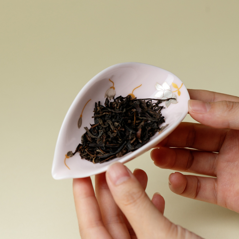 Set de ceai ceramic de înaltă calitate, cu design roz cireș și magnolie argintie, include linguriță pentru ceai și separator pentru ceai