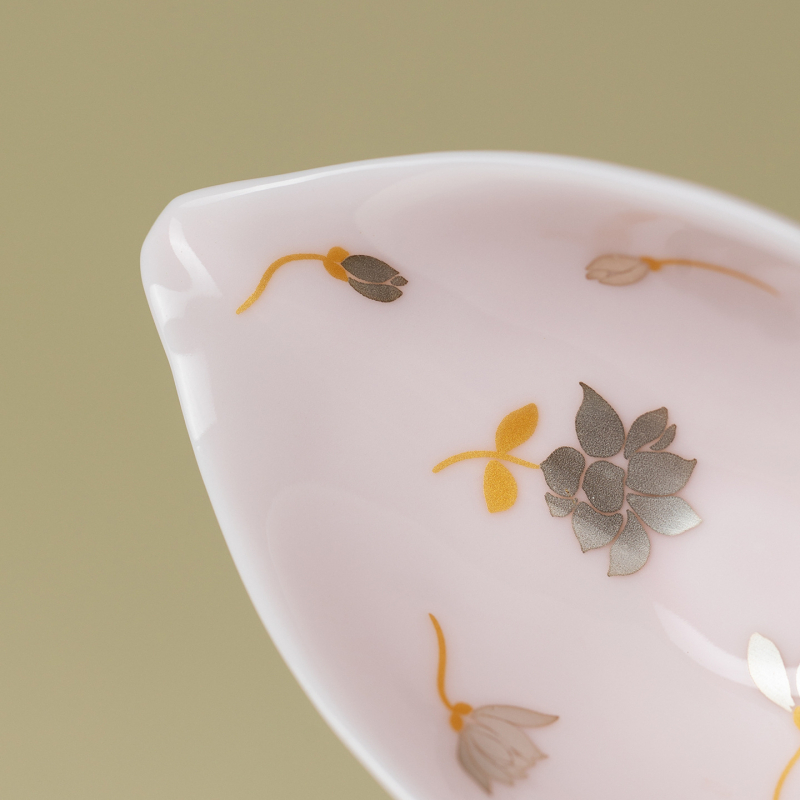 Set de ceai ceramic de înaltă calitate, cu design roz cireș și magnolie argintie, include linguriță pentru ceai și separator pentru ceai