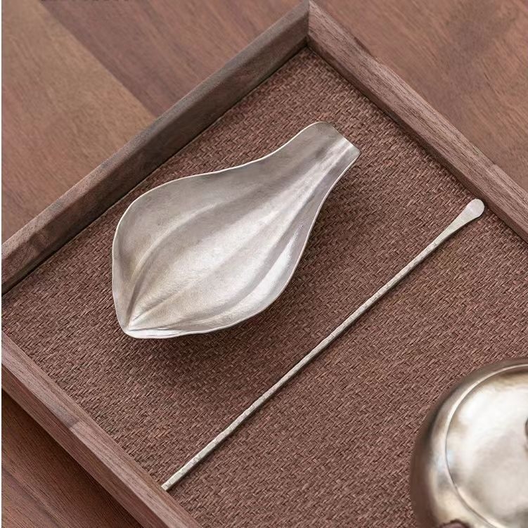 Lingură de ceai din titan, set din două piese cu lingură și amestecător, tavă creativă pentru ceai, accesorii Kung Fu pentru ceai, ceremonie Zen a ceaiului