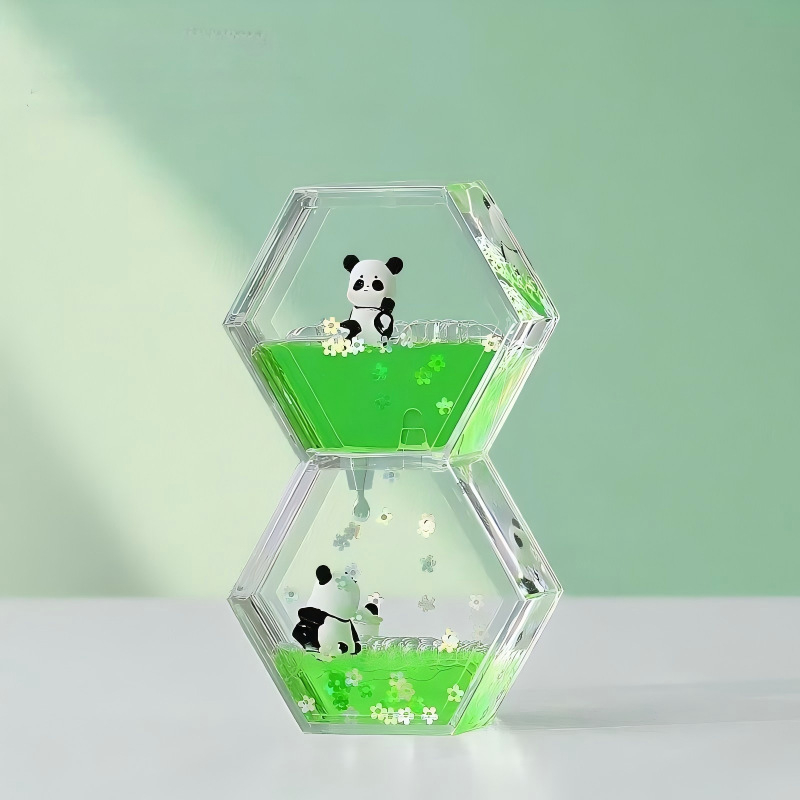 Panda drăguț cu picături de ulei — clepsidră decorativă pentru birou, stil Nordic, cadou pentru copii