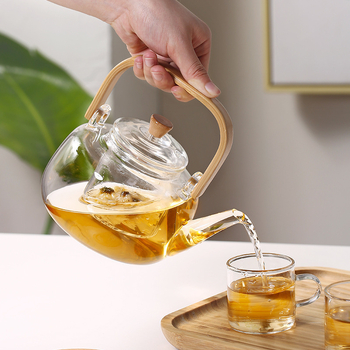Set ceainic din sticlă cu flori, ceainic cu fructe, plită pentru ceai încălzită cu lumânare, fierbător de apă și vas wellness pentru ceaiul de după-amiază