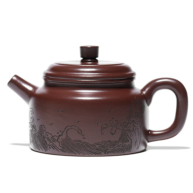 Ceainic Yixing din lut purpuriu, lucrat manual, stil retro