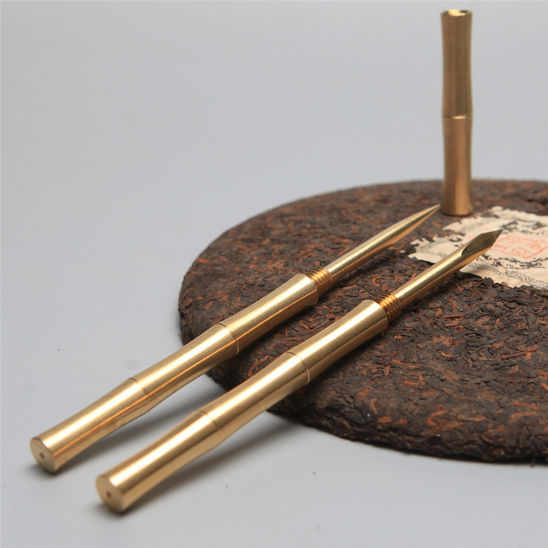 Cuțit de ceai din cupru de înaltă calitate și instrument pentru ac Pu'er, set Kung Fu pentru ceai, con de ceai și accesorii pentru ceremonia ceaiului