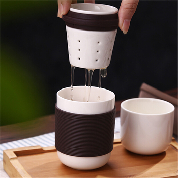 Set Gongfu portabil pentru călătorii – ceașcă mini din bone china pentru 1-2 persoane