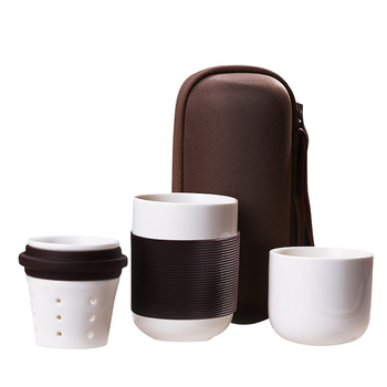 Set Gongfu portabil pentru călătorii – ceașcă mini din bone china pentru 1-2 persoane