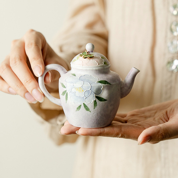 Ceainic pictat manual în stil chinezesc nou, cu filtru Peony Zhishan, pentru uz casnic, set Gongfu de ceai elegant