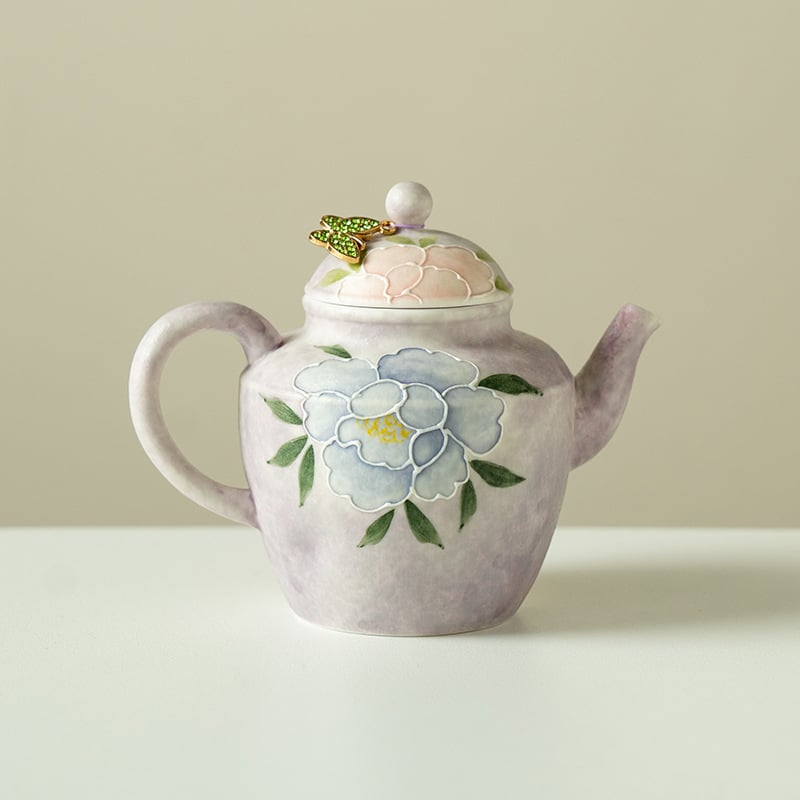 Ceainic pictat manual în stil chinezesc nou, cu filtru Peony Zhishan, pentru uz casnic, set Gongfu de ceai elegant