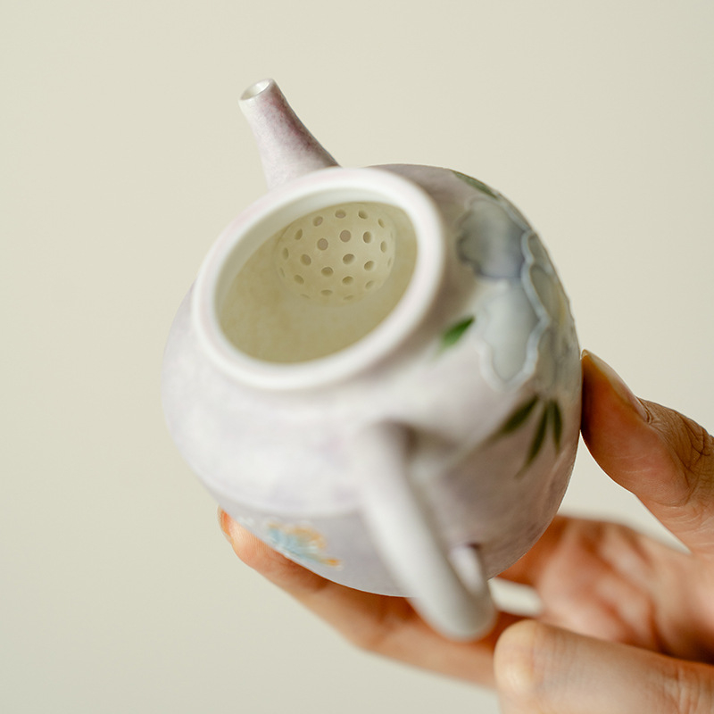 Ceainic pictat manual în stil chinezesc nou, cu filtru Peony Zhishan, pentru uz casnic, set Gongfu de ceai elegant