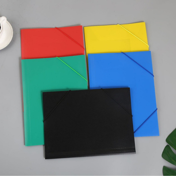 Mapă A4 transparentă cu bandă elastică twill, model 988, culoare solidă, finisaj mat