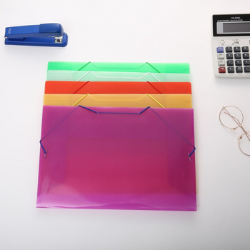 Mapă A4 transparentă cu bandă elastică twill, model 988, culoare solidă, finisaj mat