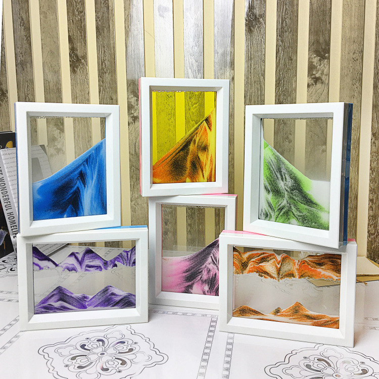 Pictură cu nisip curgător într-o ramă din plastic – decor pentru birou și casă, artă de relaxare
