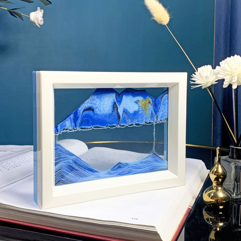 Pictură cu nisip curgător într-o ramă din plastic – decor pentru birou și casă, artă de relaxare