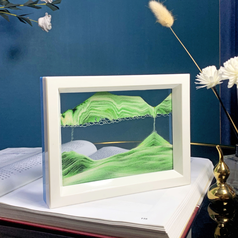 Pictură cu nisip curgător într-o ramă din plastic – decor pentru birou și casă, artă de relaxare