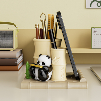 Ornament Panda cu clepsidră, organizator de birou de înaltă calitate și suport pentru pixuri, din rășină, potrivit pentru student și birou, cadou pentru Ziua Profesorului