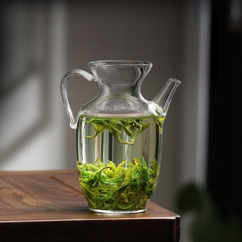 Ceainic cu filtru, în stilul dinastiei Song, din sticlă borosiliată, pentru uz casnic, compatibil cu plita electrică ceramică, ceai verde