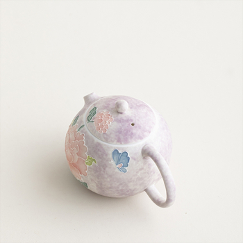 Ceainic ceramic pictat manual în stil chinezesc, cu motiv de bujor, mic, elegant pentru femei, pentru o porție de ceai