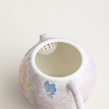 Ceainic ceramic pictat manual în stil chinezesc, cu motiv de bujor, mic, elegant pentru femei, pentru o porție de ceai