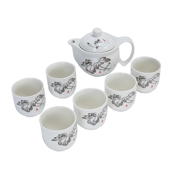 Set Gongfu de ceai, 7 piese, dublu strat, glazură platină, cadou