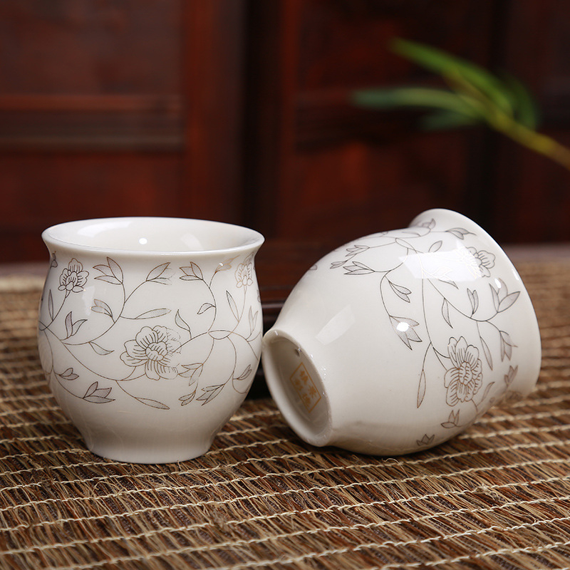 Set Gongfu de ceai, 7 piese, dublu strat, glazură platină, cadou