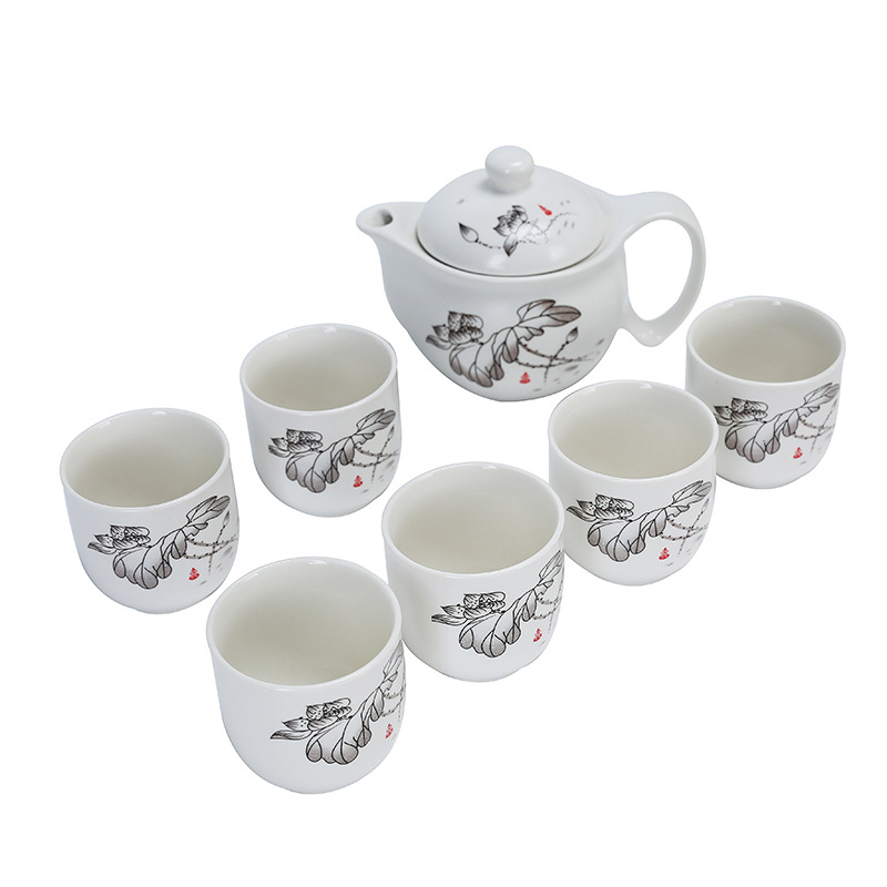 Set Gongfu de ceai, 7 piese, dublu strat, glazură platină, cadou