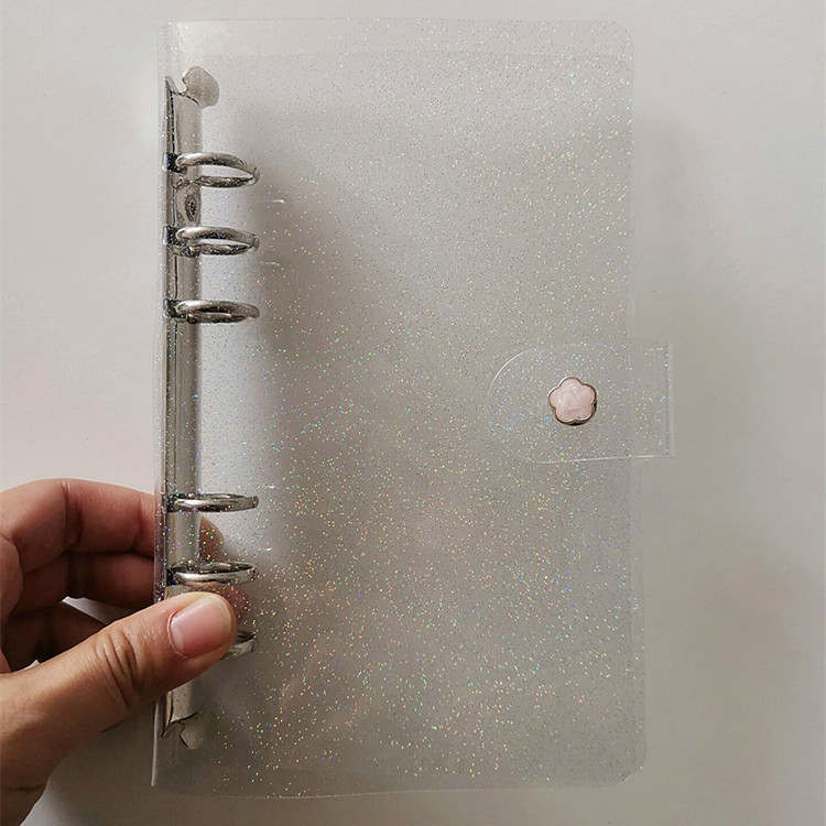 Dosar cu 6 găuri A5, capac PVC transparent, luciu sclipitor