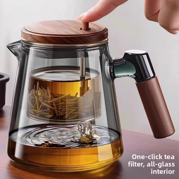 Ceainic din sticlă borosilicat înaltă, set Kung Fu pentru acasă, separare și filtrare ceai-apă, ceainic pentru ceai de flori, pentru birou, realizat manual
