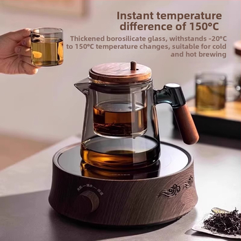 Ceainic din sticlă borosilicat înaltă, set Kung Fu pentru acasă, separare și filtrare ceai-apă, ceainic pentru ceai de flori, pentru birou, realizat manual