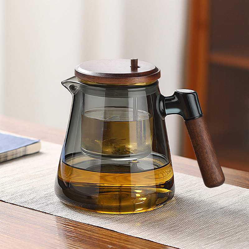 Ceainic din sticlă borosilicat înaltă, set Kung Fu pentru acasă, separare și filtrare ceai-apă, ceainic pentru ceai de flori, pentru birou, realizat manual