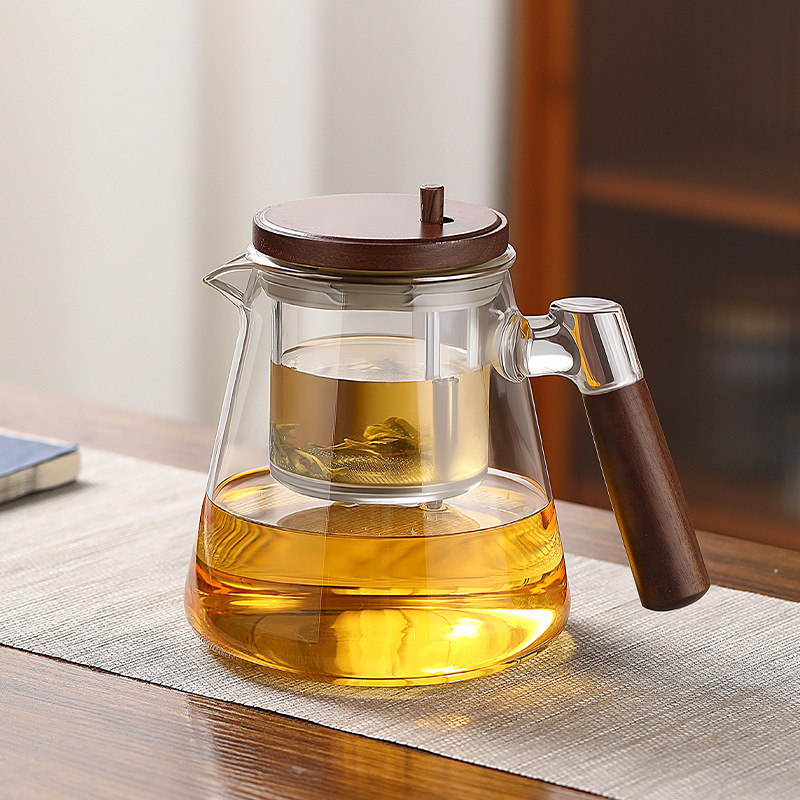 Ceainic din sticlă borosilicat înaltă, set Kung Fu pentru acasă, separare și filtrare ceai-apă, ceainic pentru ceai de flori, pentru birou, realizat manual